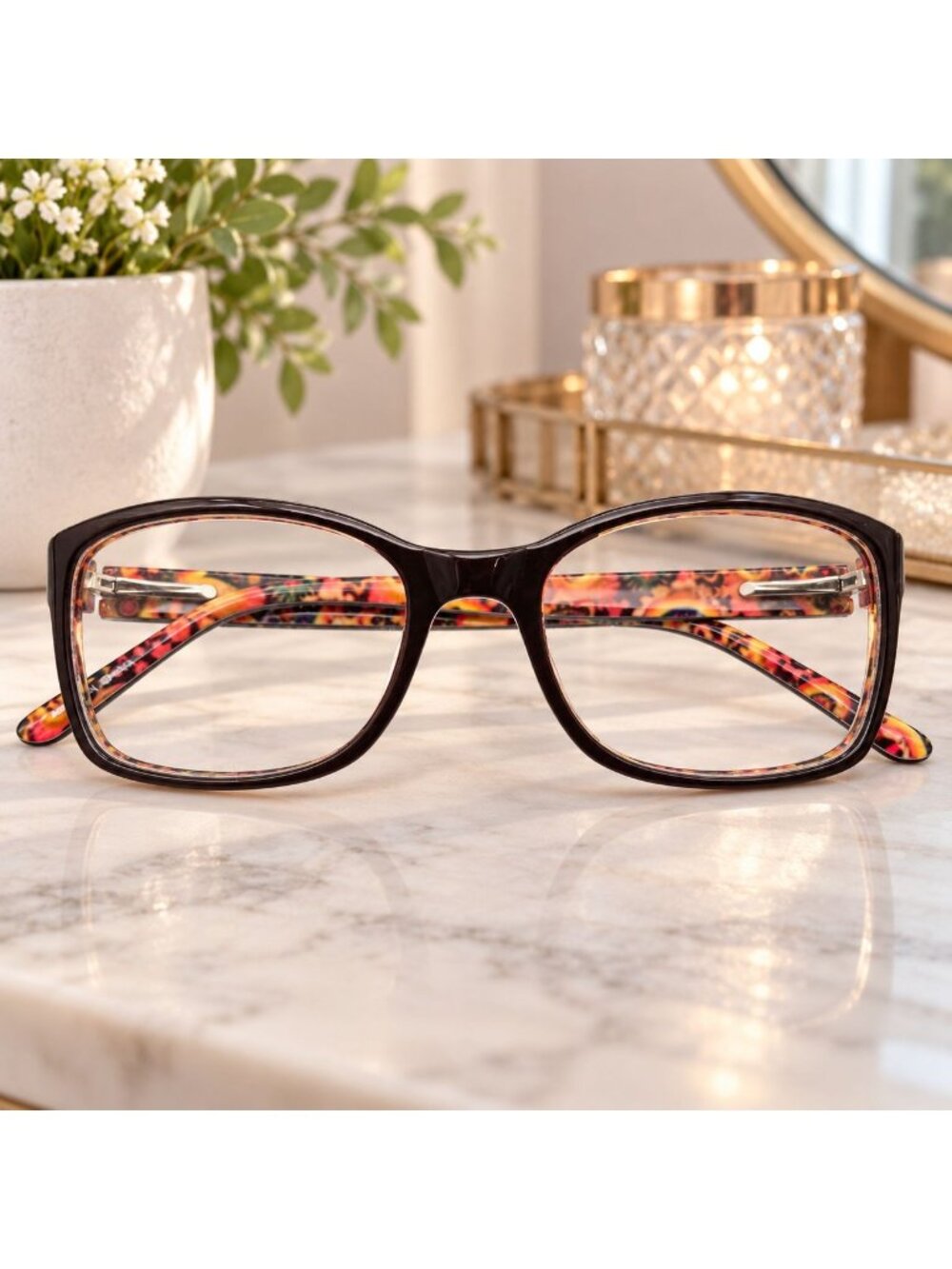 Hard Candy HC30 BWN Womens Eyeglasses Frames Brown Pattern 50-17-135 NWT